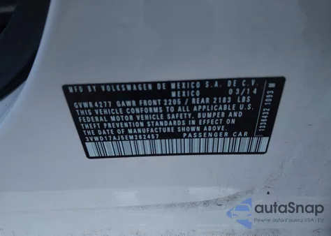 2014 Volkswagen Jetta 1.8T Se из США, поврежденный, VIN 3VWD17AJ5EM282457